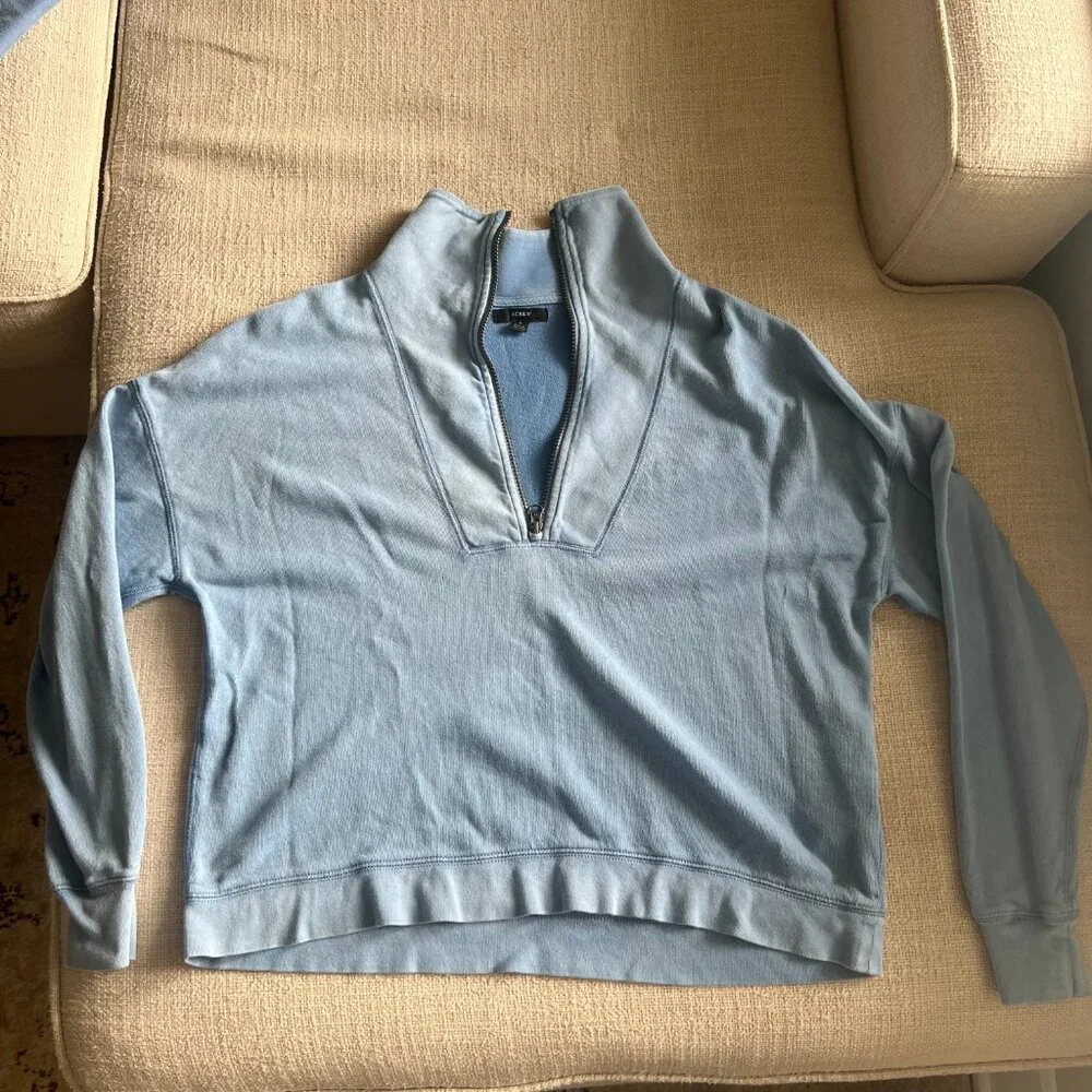 J Crew Lounge Set Quarter Zip and Sweatpants Blue Small - Picture 2 of 8
